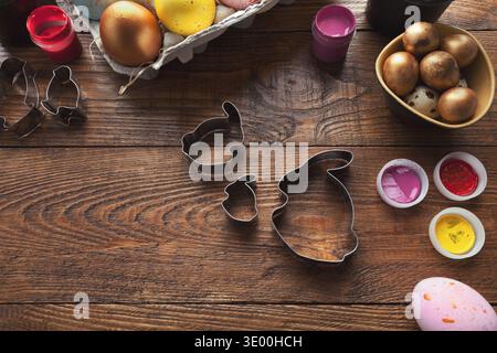 Easter eggs and forms for baking Stock Photo