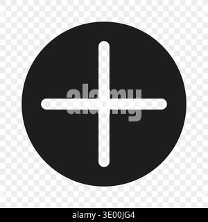 Addition interface icon. Positive Vector illustration. Minimalist circular representation. Incremental software identification. Stock Vector