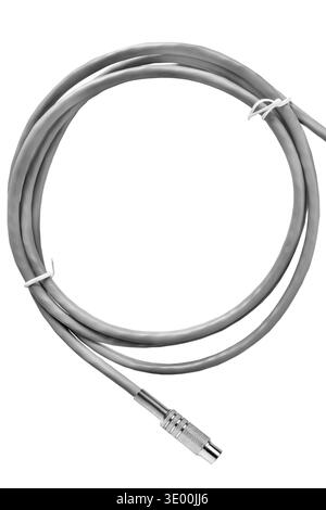 TV antenna plug rolled cable isolated on white background Stock Photo