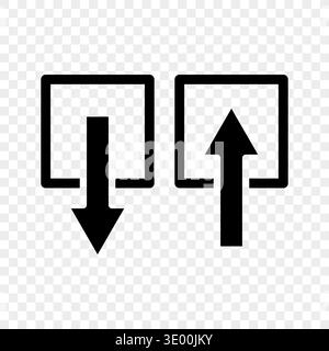 Professional downloading icons. Universal uploading symbols. Essential transferring equipment. Graphical interface Vector Stock Vector