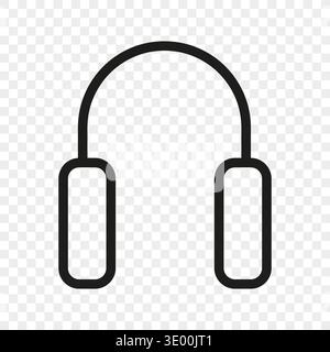 Headphones audio icon. Music listener symbol. Vector headset element. Sound device outline. Stereo equipment gear. Stock Vector