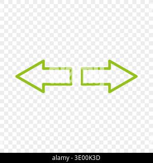 Sophisticated directional indicators. Incredible symmetrical Vector. Professional opposite paths. Green double arrowheads. Stock Vector