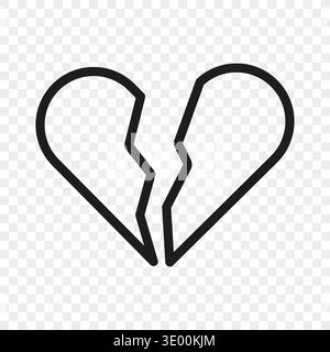 Brokenheartedness lonelinesses icon. Relationship Vector shape. Disconnectional divorce symbol. Brokenheartednesses romance feelings. Stock Vector