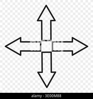 Directional navigation arrows. Precise pointer Vector. Significant movement element. Universal interface control. Stock Vector