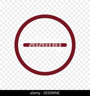 Subtraction interface icon. Negative Vector representation. Minimalist circular illustration. Prohibited removal identification. Stock Vector