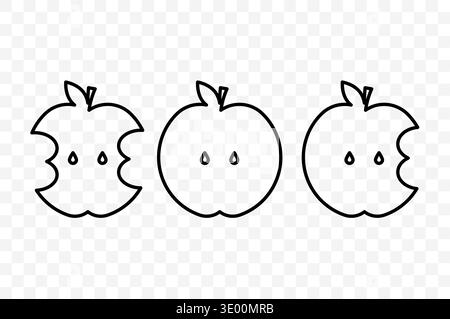 Comprehensive three 3 collection. Professional apples Vector. Extraordinary fruit shape. Traditional organic elements. Stock Vector