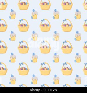 Easter Pattern with Baskets Cakes Stock Vector