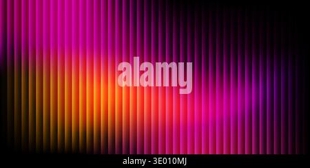 Ribbed glass effect colorful neon magenta gradient striped vector holographic background. Abstract creative bright refracted textured backdrop Stock Vector