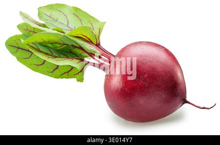 Red beetroot with beet leaves isolated on a white background. Clipping path. Stock Photo