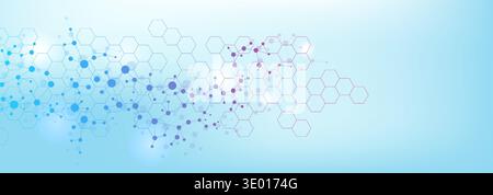 Molecular structure DNA, atom, neurons. Medical, technology, chemistry, science background. Science concept for your design. Connected lines with dots Stock Vector