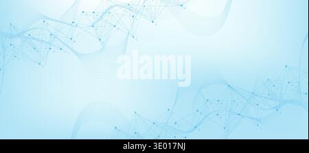 Geometric abstract background with connected line and dots. Structure molecule and communication. Big Data Visualization. Medical, technology, science Stock Vector