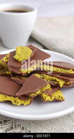 Dubai chocolate with pistachios and kadaif Stock Photo