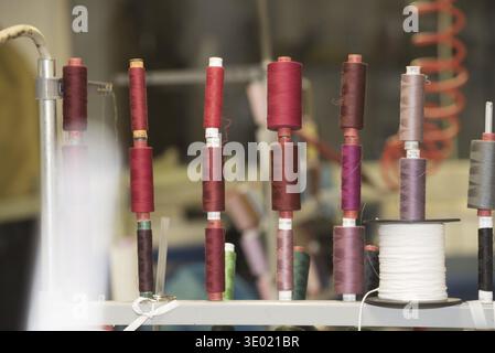 Yarn in different colors for sewing and tailoring, design and fashion Stock Photo