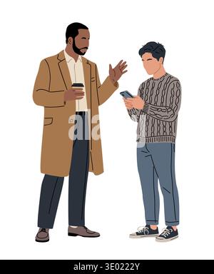 Two business men standing together and talking Stock Vector