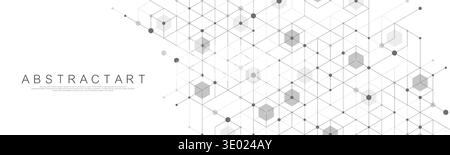 Abstract digital blockchain cube blocks concept. 3D big data cubes quantum computer technology idea. Artificial intelligence data core cubes design Stock Vector