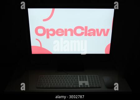Shanghai,China-March 10th 2026: OpenClaw logo on desktop computer screen. AI agent app software Stock Photo