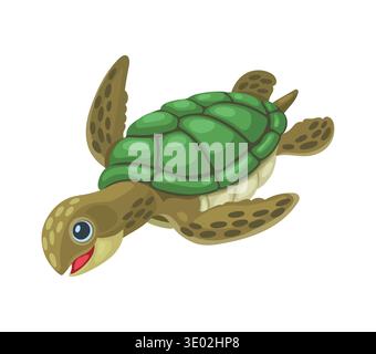 Green turtle sea underwater animal character Stock Vector