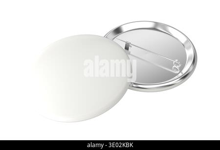 Blank white button badges 3d isolated transparent background Stock Photo