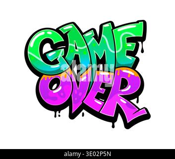 Game over street graffiti, hip hop wall painting Stock Vector