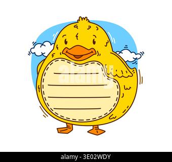 Duckling cheerful cartoon animal kids memo note Stock Vector