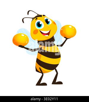 Holding honey drop honey bee insect character Stock Vector