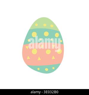 Decorative pastel Easter egg with playful pattern, colorful spring holiday illustration ideal for greeting cards, festive decorations and seasonal Stock Vector