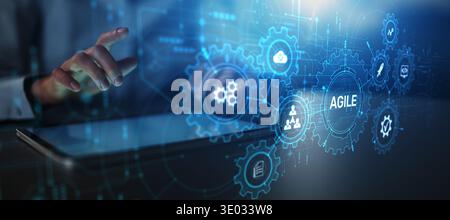 Agile Methodology and Project Management for Software Development Efficiency. Stock Photo