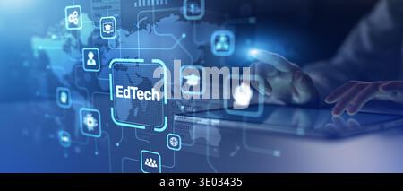 EdTech Innovation and Digital Learning Transformation in Global Education. Stock Photo