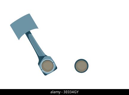 Car racing font cartoon engine piston letter W Stock Vector