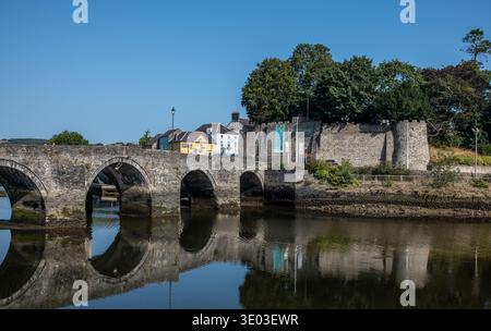 The Old Bridge and Castle in Cardigan West Wales Stock Photo