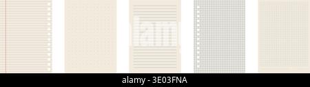 Copybook Notebook Notepad Paper Grid Lined Squared Plan Page Paper Vector Note Set Blank Post Label Stock Vector