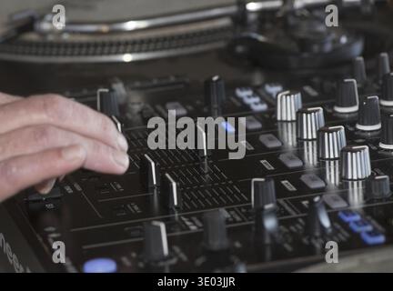 Control in sound and audio engineering, mixing and mastering in the studio Stock Photo
