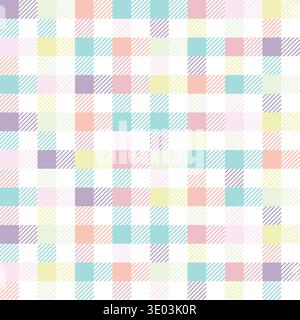 Checkered gingham print, spring picnic tablecloth plaid seamless pattern. Traditional square tartan background for Easter decor Stock Vector
