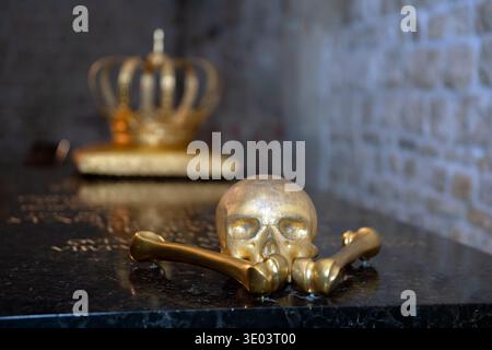 2019 Kraków, Poland, Funeral decorations on the lid of the sarcophagus of the Polish King Jan III Sobieski; Grabschmuck auf dem Deckel des Sarkophags Stock Photo