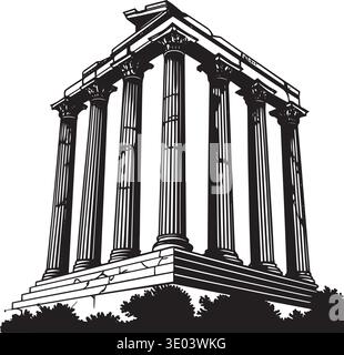 Vector Antique greek columns. Black and white engraved ink art ...