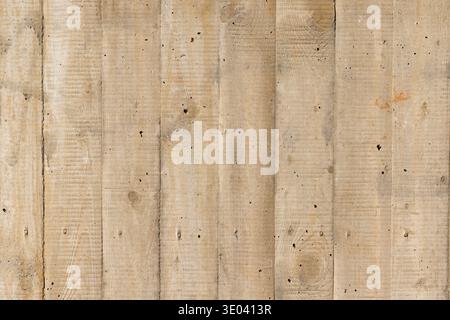Cast Concrete Wall with Wooden Planks Texture - Background Stock Photo
