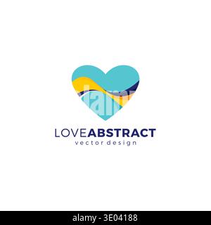 Love Abstract Logo Design Vector. Wave Heart Icon Stock Vector
