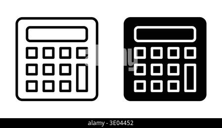 This image features black and white calculator icons designed for digital and print use. Ideal for educational, financial, or technological applicatio Stock Vector