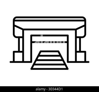 This minimalist line art illustration features a traditional Asian pagoda, symbolizing culture and heritage, perfect for design projects related to ar Stock Vector