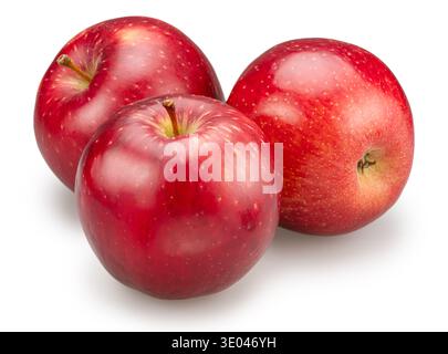 Three ripe red apples on white background. File contains clipping path. Stock Photo