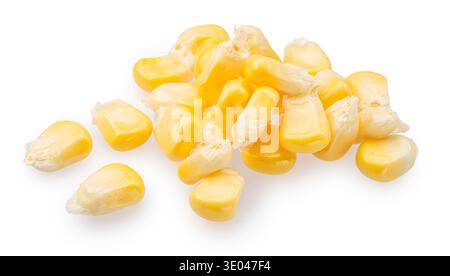 Maize cob or corn kernels isolated on white background. File contains clipping paths. Stock Photo