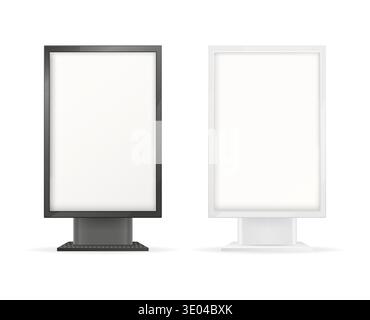 Two blank advertising city light signs. Empty vertical billboards presenting space for outdoor digital marketing messages Stock Vector