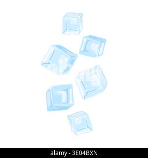 Ice cubes dropping, clear frozen cubes of water providing a revitalizing feeling and a chill vibe Stock Vector