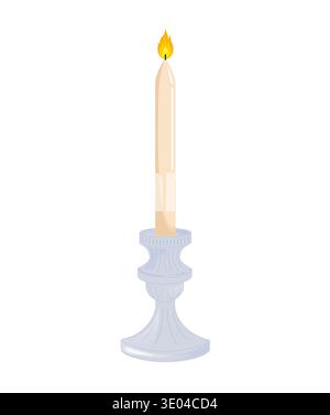 Lit candle in an elegant candle holder creating a warm atmosphere, representing celebration, remembrance and comfort Stock Vector