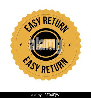 Easy return golden badge,emblem or label on white background, vector illustration Stock Vector