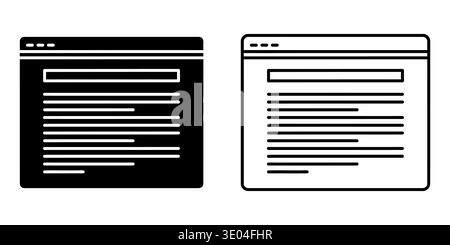 This image features two simple wireframe designs for webpages, one in black and the other in white, both showcasing basic layout elements. Stock Vector