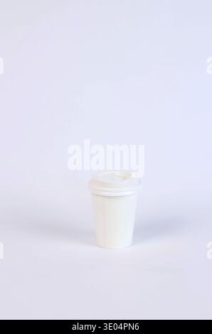one glass covered with a lid on a white background Stock Photo