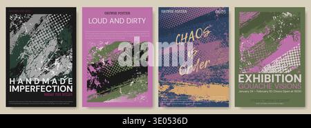 Abstract Grunge Poster Templates Vector Set Stock Vector
