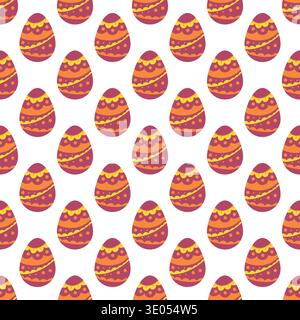 Seamless Easter pattern with red decorated eggs. Vector illustration perfect for wrapping paper, textile Stock Vector