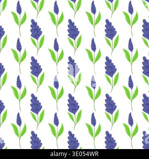 Seamless pattern with purple flowers. Vector illustration perfect for seasonal designs, wallpaper, festive decorations, wrapping paper, textiles Stock Vector